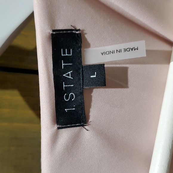 1. STATE LONG SLEEVE BLOUSE  PINK BLACK SIZE LARGE VNECK CAREER BUSINESS DRESSY - Picture 2 of 8